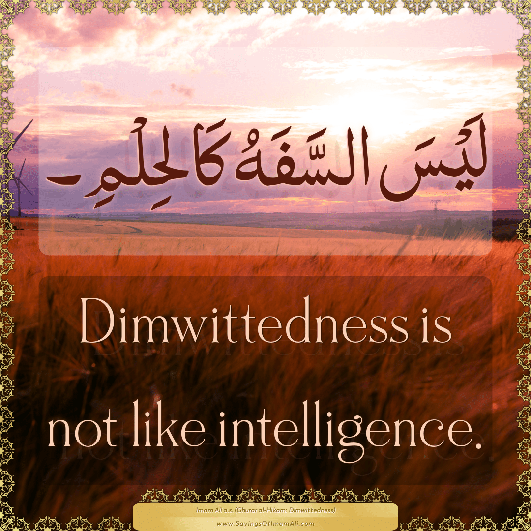 Dimwittedness is not like intelligence.